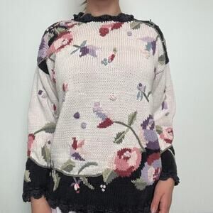Vintage Rebecca Stone Floral Knit Sweater